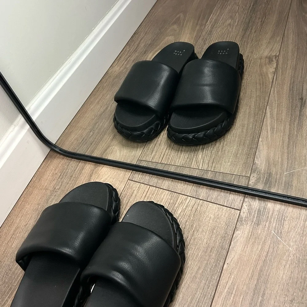 Black Braided Slide Sandals - Picture 6 of 7